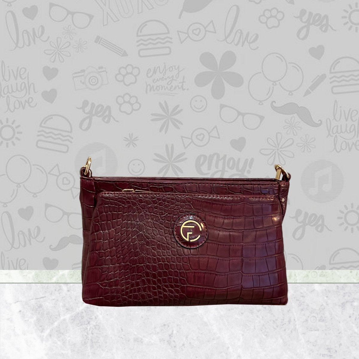 Fulla Coco Anita Τσάντα Χεριού Ώμου Burgundy 02