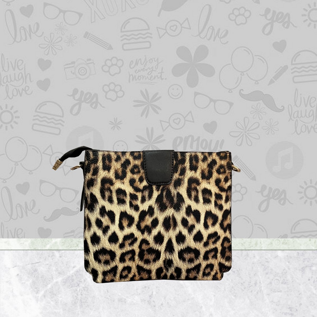 Fulla Coco Tina Tσαντα Χιαστι ωμου Leopard Black 05